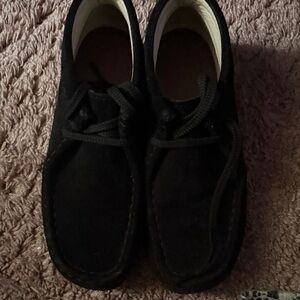 Boys Black Casual Clark Wallabee Shoes